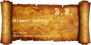 Wimmer Markó névjegykártya